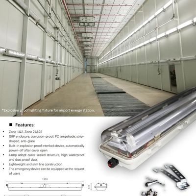 Luminária Fluorescente à Prova de Explosão Industrial | Aprovada ATEX/IECEx | Anticorrosiva, Alto IRC, IP66 para Zonas Perigosas