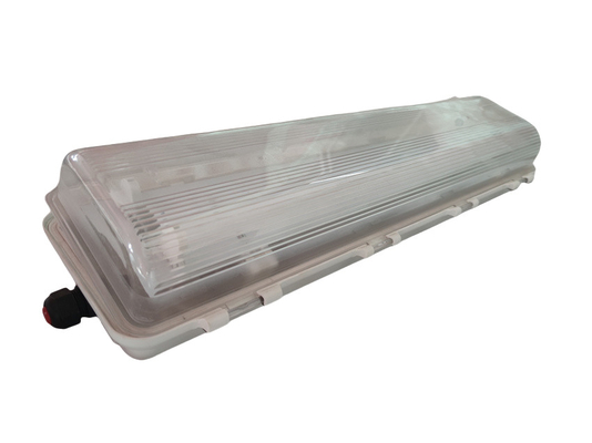 2x36 Luz de tubo à prova de explosão ¢ IP65, caixa ABS, 115Lm/W, iluminação de áreas perigosas