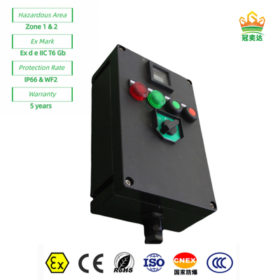 Exproof Flameproof Painel de estação de controle Caixa Ex e plástico inteiro ((GRP) personalizável IP66 220v 380V 10A