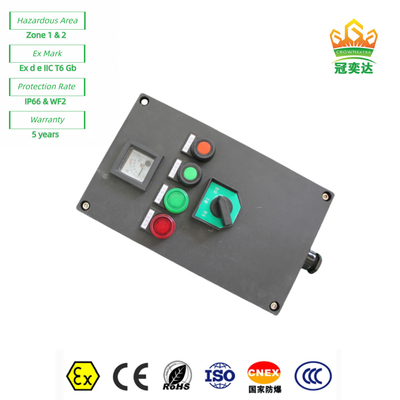 Exproof Flameproof Painel de estação de controle Caixa Ex e plástico inteiro ((GRP) personalizável IP66 220v 380V 10A