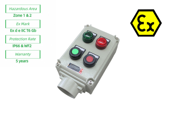 ATEX Segurança Estação de controlo à prova de fogo Caixas de controlo eléctricas à prova de fogo 220/380Vac G1/2&quot;,G3/4&quot;,G1,G1.1/4&quot;,G1.1/2&quot;,G2