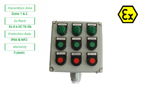ATEX Estação de controlo à prova de explosão Painel de controlo industrial para zonas perigosas1 Luz à prova de chama 10A AC220v