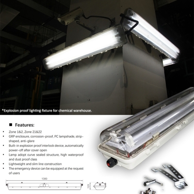 Luz de tubo fluorescente à prova de explosão. ATEX/IECEx aprovado.