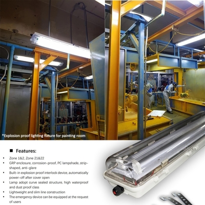 ATEX IECEx Luz linear fluorescente à prova de explosão. Alta durabilidade, ângulo de raio largo. Ideal para instalações petroquímicas e de mineração